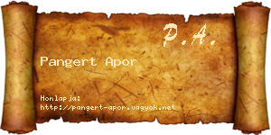 Pangert Apor névjegykártya